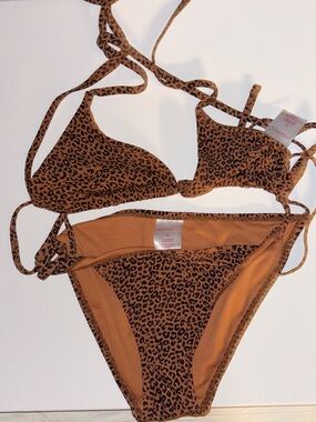 Xhilaration Brown Leopard Print Triangle Bikini